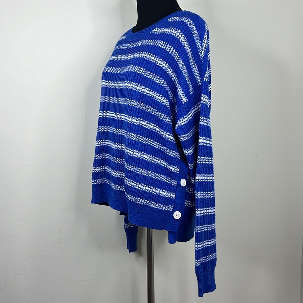 CABI Blue Stripe Oversized Knit Sweater M